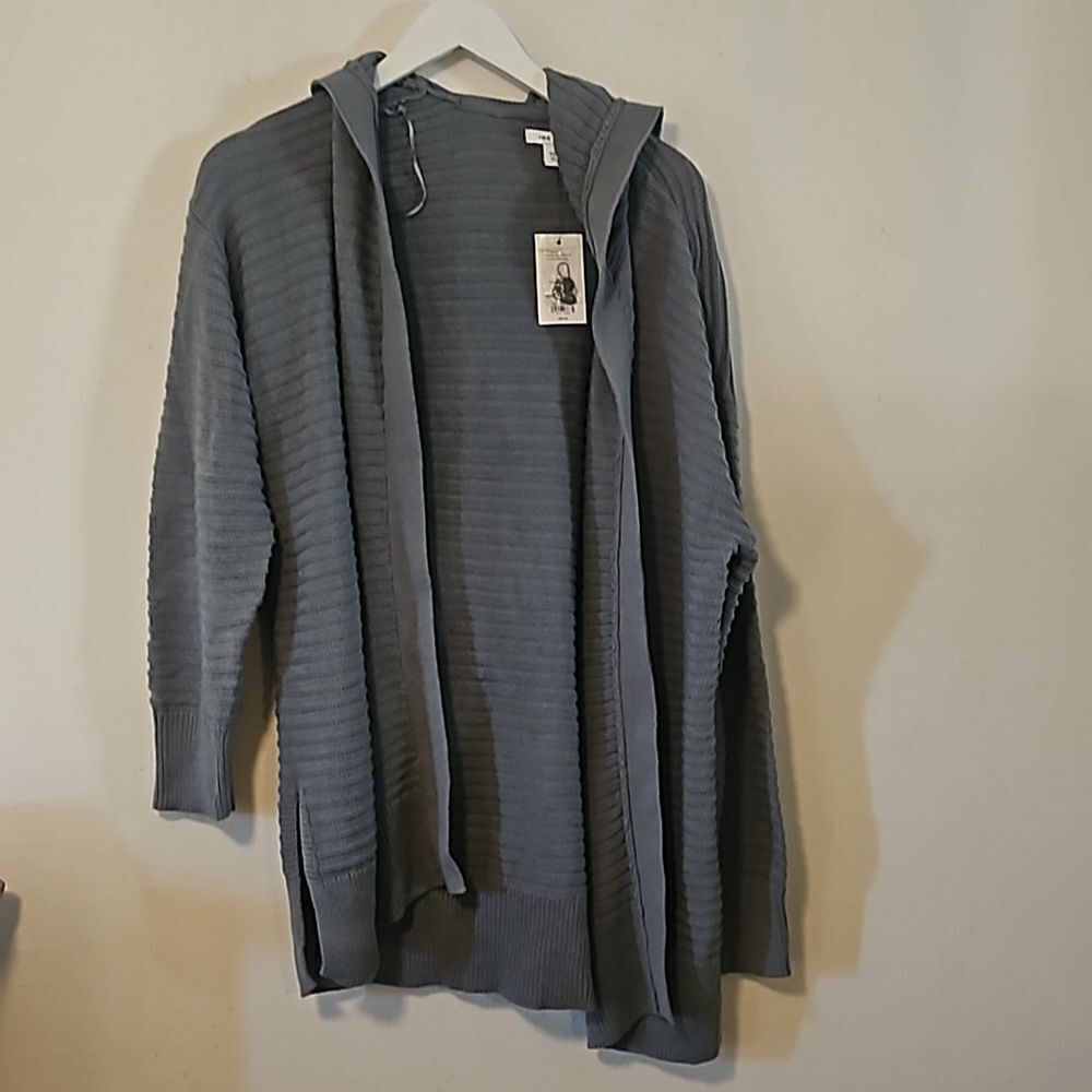 Nine west texture hoodie cardigan New